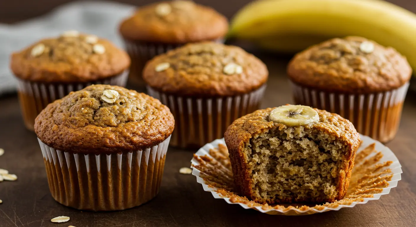 3 Ingredient Banana Oatmeal Muffins