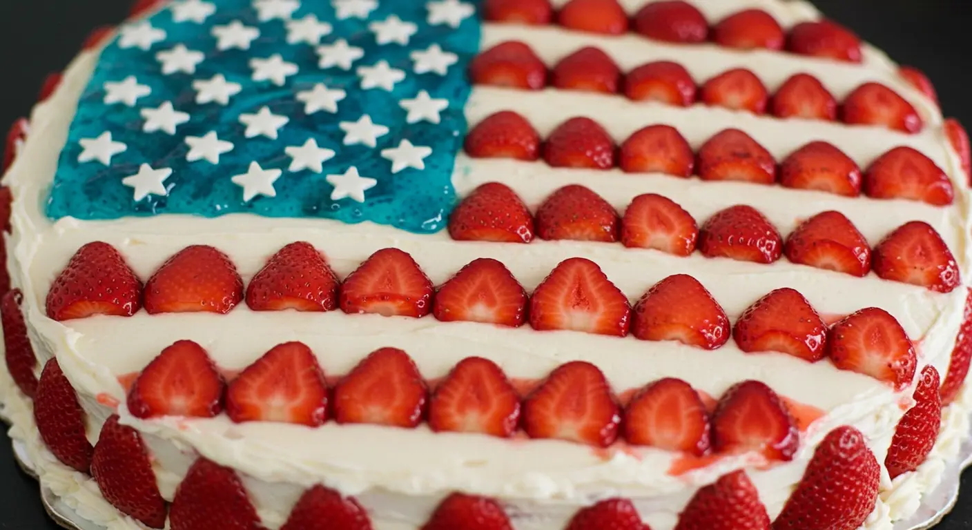 Strawberry Jello Flag Cake