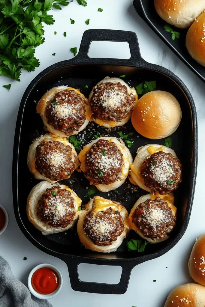 Delicious garlic parmesan cheeseburger bombs on a plate