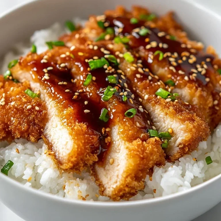 Japanese Katsu Bowl with Tonkatsu Sauce served in a traditional dish