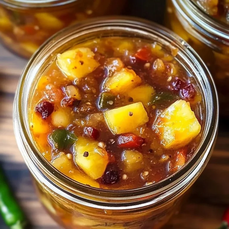 Delicious Pineapple Cowboy Candy in a jar with vibrant colors and textures.