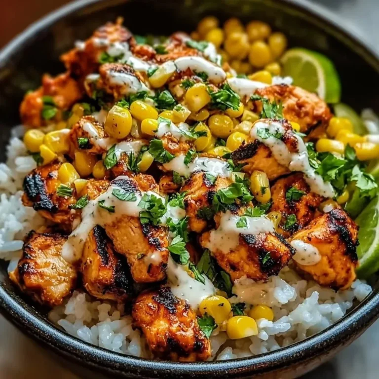 Street Corn Chicken Rice Bowl with grilled chicken and fresh corn