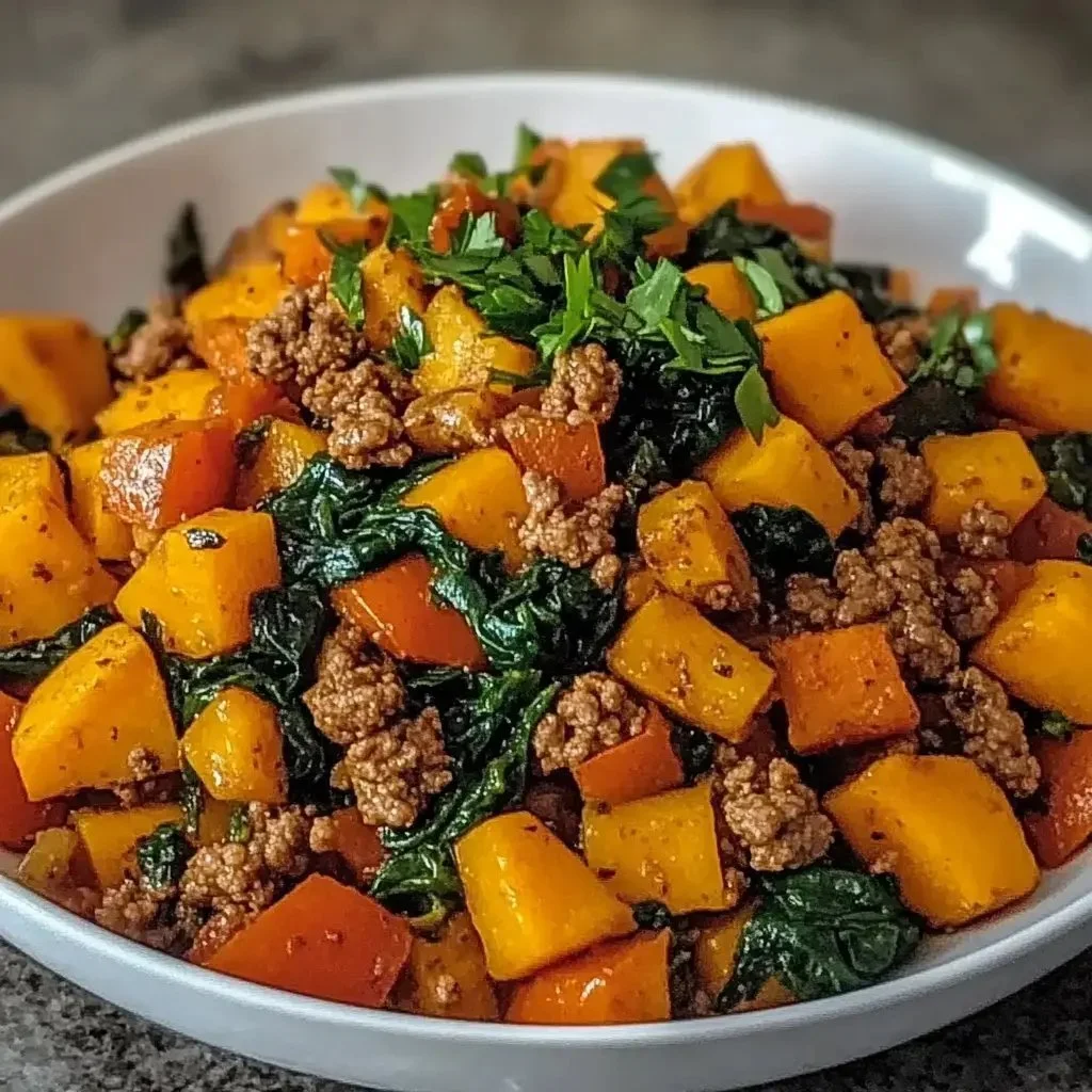 A hearty Turkey Sweet Potato Skillet dish, featuring rich flavors and vibrant colors.