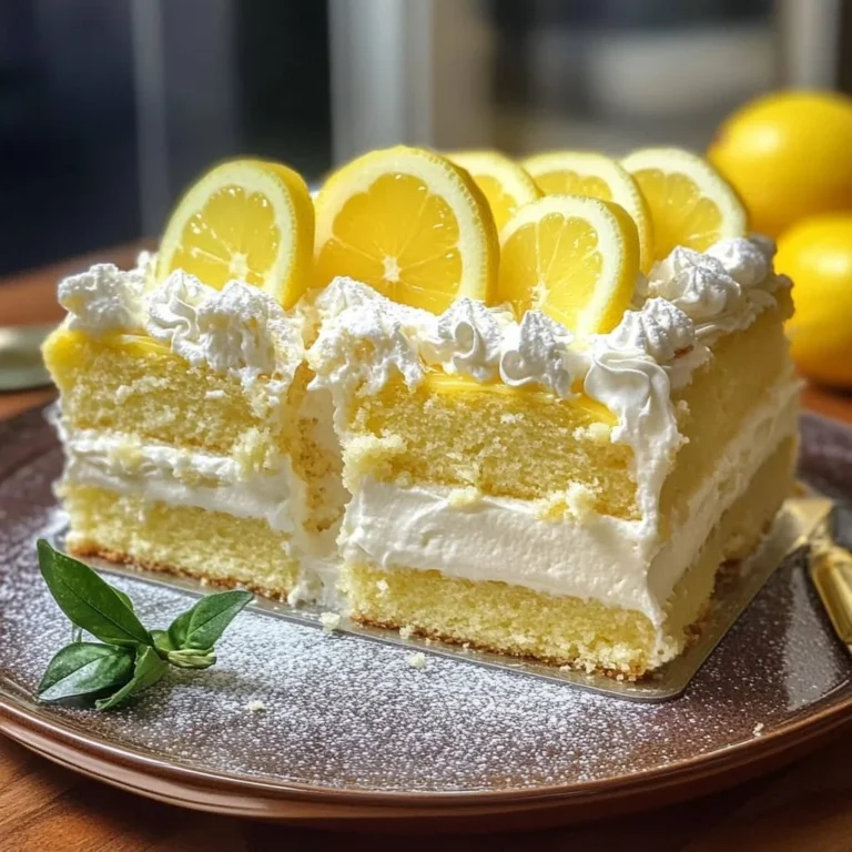Slice of Italian Lemon Cream Cake with lemon zest decoration