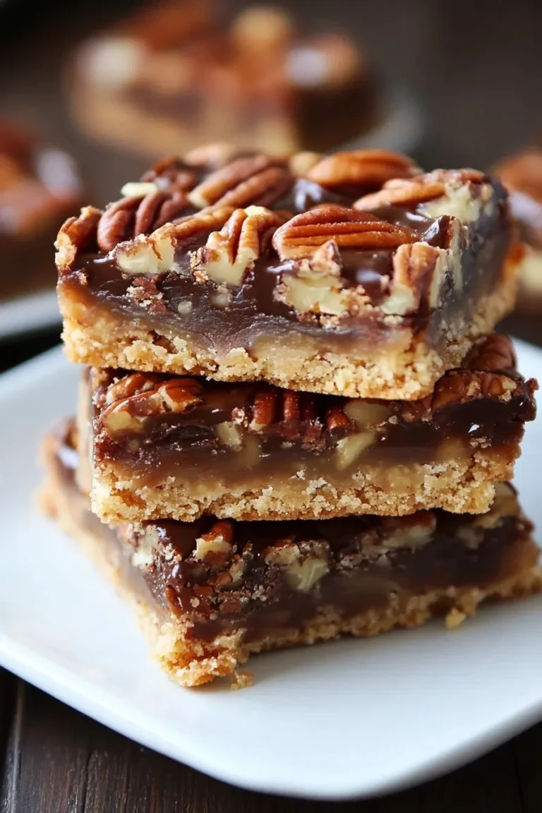 Delicious Pecan Turtle Bars with chocolate, caramel, and nuts