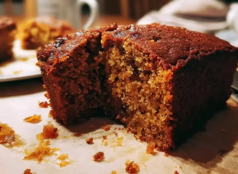 Spiced gingerbread cake topped with dates and apples, showcasing a delicious dessert.