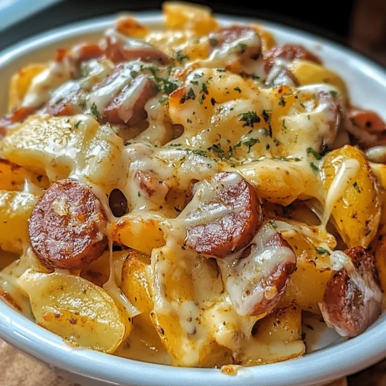 Cheesy ranch potatoes with smoked sausage, a delicious comfort meal