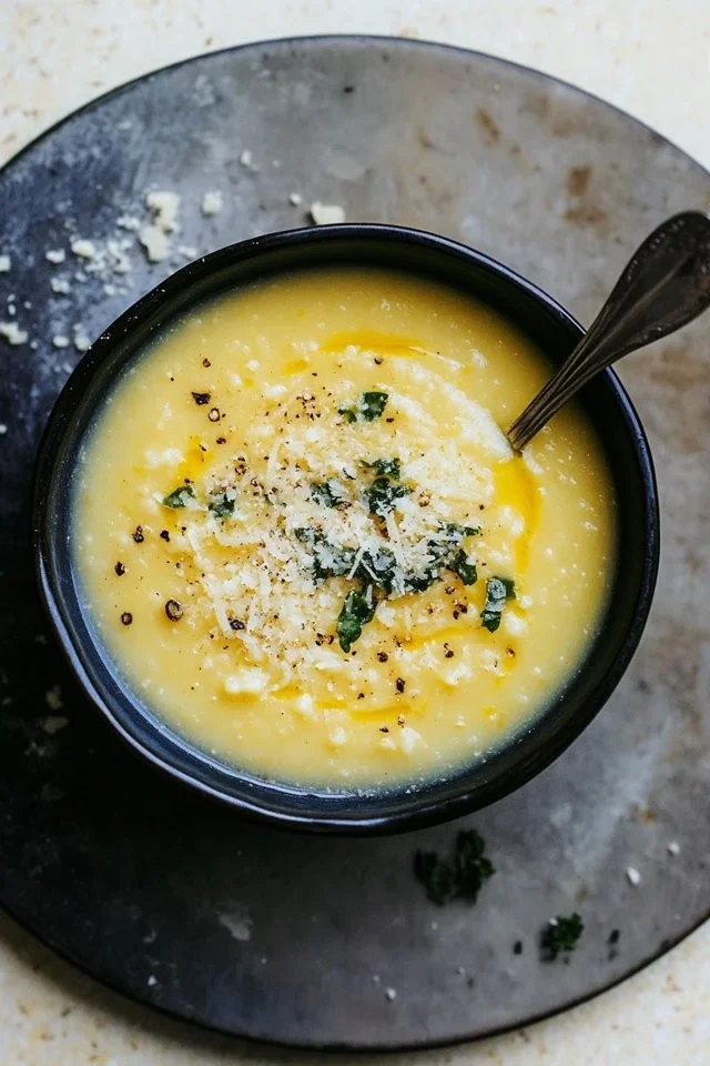 A bowl of Italian Penicillin Soup garnished with herbs.