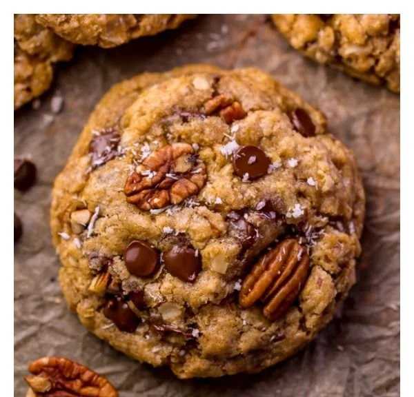 Delicious homemade cowboy cookies with chocolate chips and oats