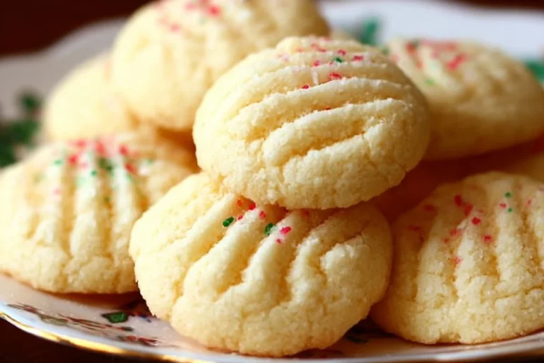 Delicious whipped shortbread cookies arranged on a plate