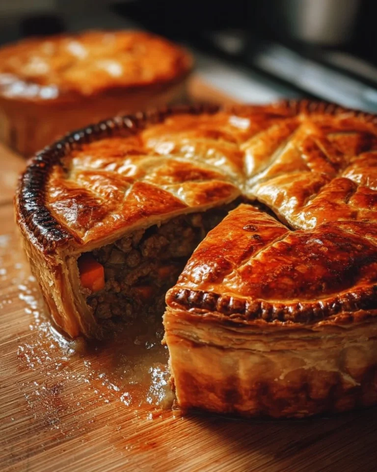 Delicious French meat pie with flaky crust and savory filling