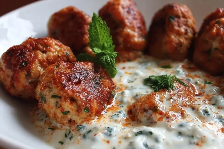 Delicious Chicken Kofta served with creamy garlic yogurt sauce