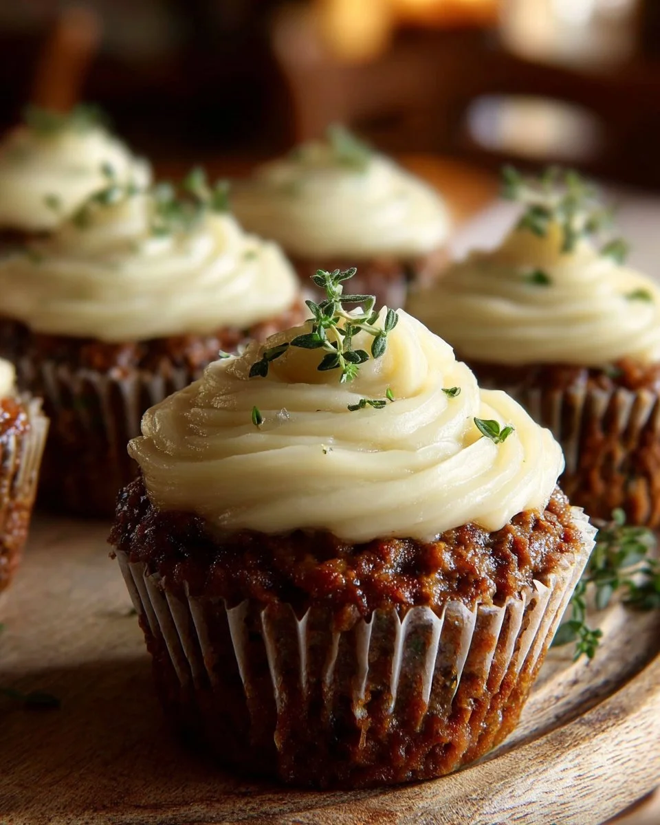 Comforting Meatloaf Cupcakes with Potato Frosting Delight