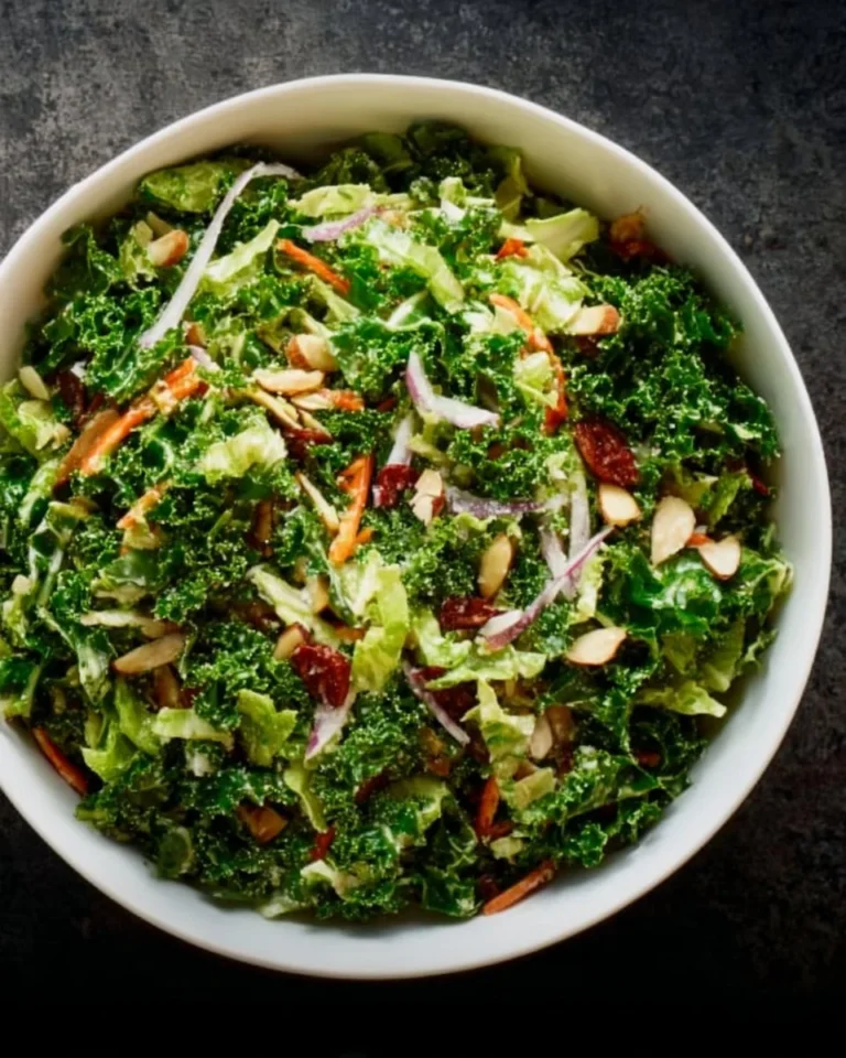 Kale Crunch Salad inspired by Chick-Fil-A with nuts and crispy toppings