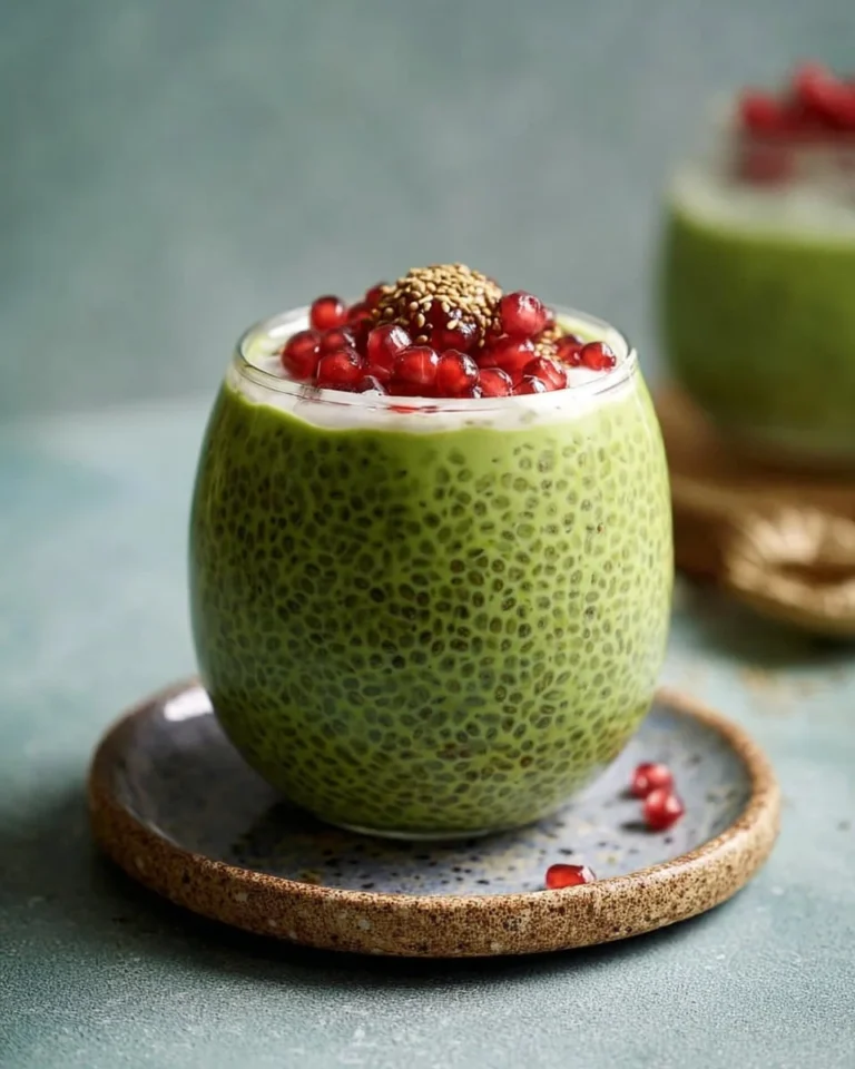 Delicious matcha chia pudding served in a bowl with toppings.