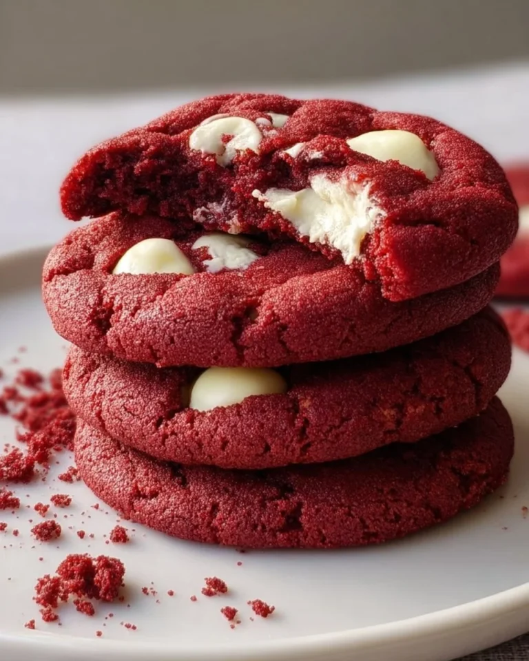 Delicious Red Velvet Cake Mix Cookies with a rich red color and cream cheese frosting