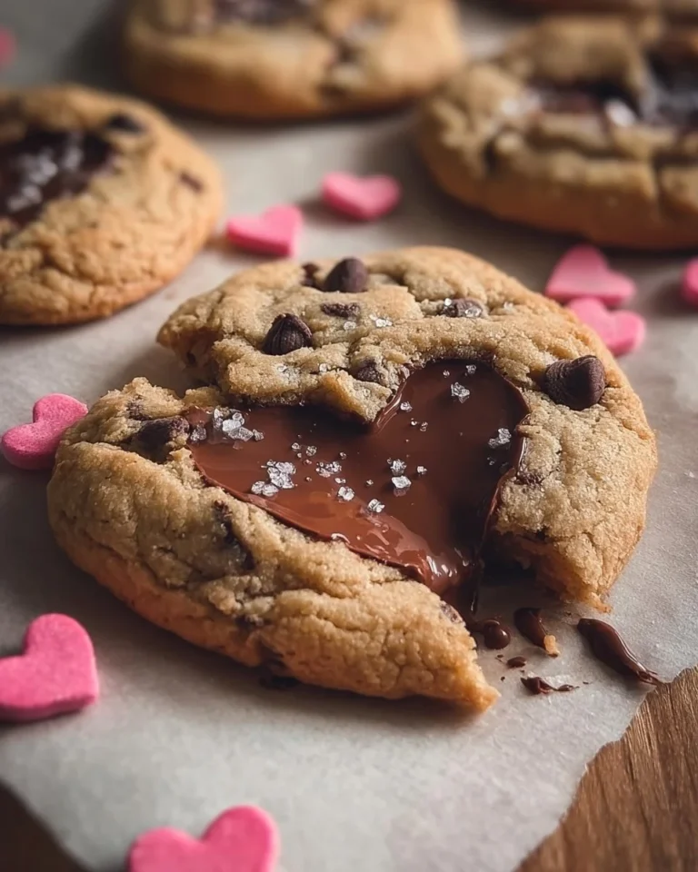 Heart-shaped chocolate chip cookies for Valentine's Day