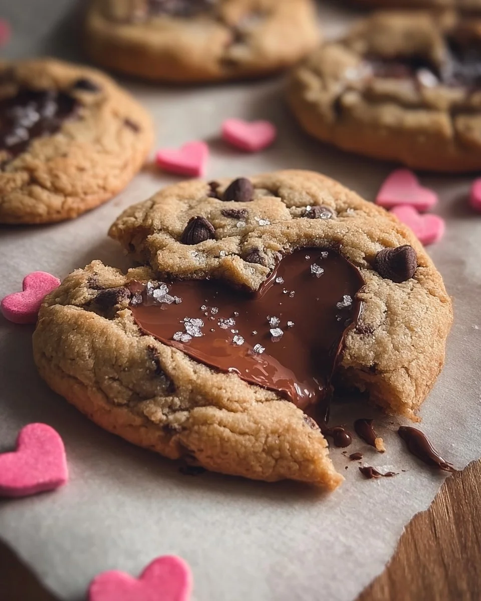 Heart-shaped chocolate chip cookies for Valentine's Day