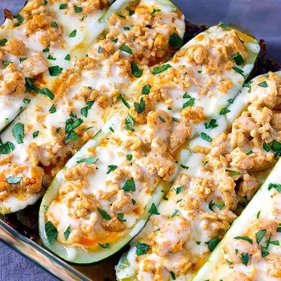 Buffalo Chicken Zucchini Boats Recipe
