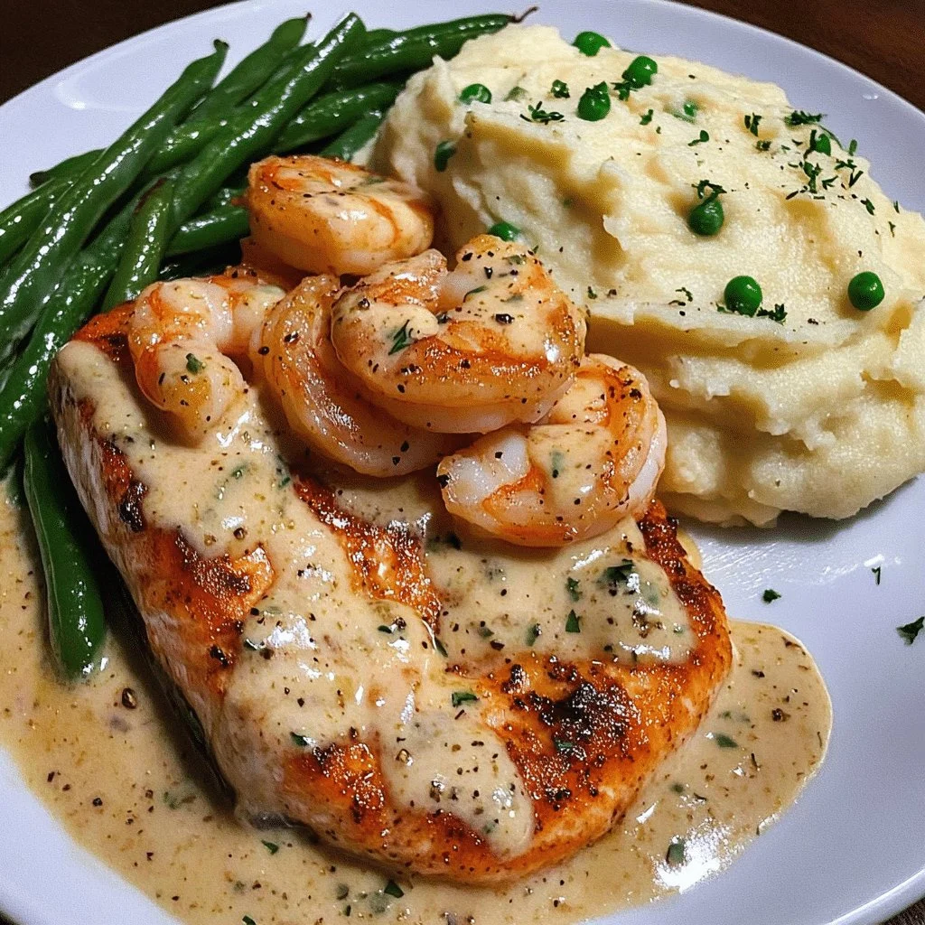 Cajun Shrimp and Salmon with Garlic Cream Sauce, Mashed Potatoes, and Green Beans: A Flavor-Packed Dinner to Impress