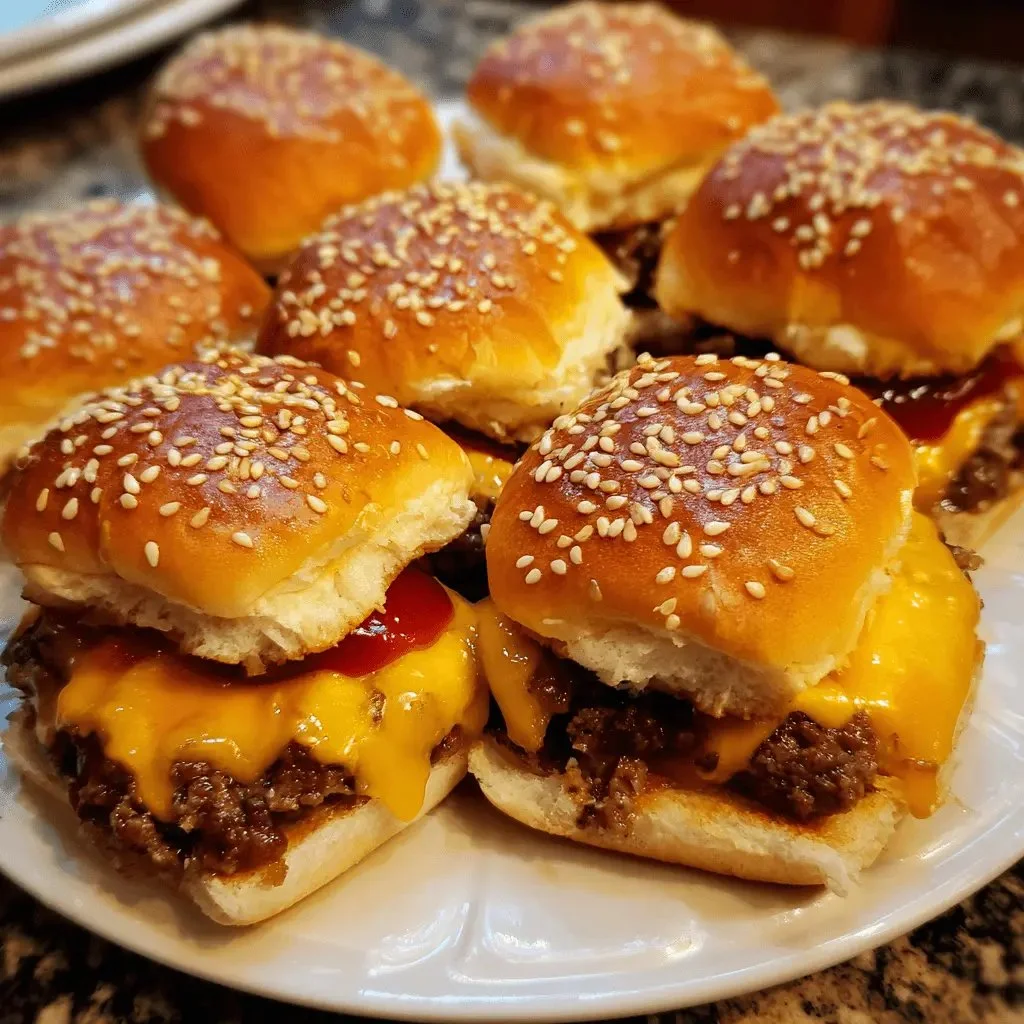 Delicious classic cheeseburger sliders served on a platter