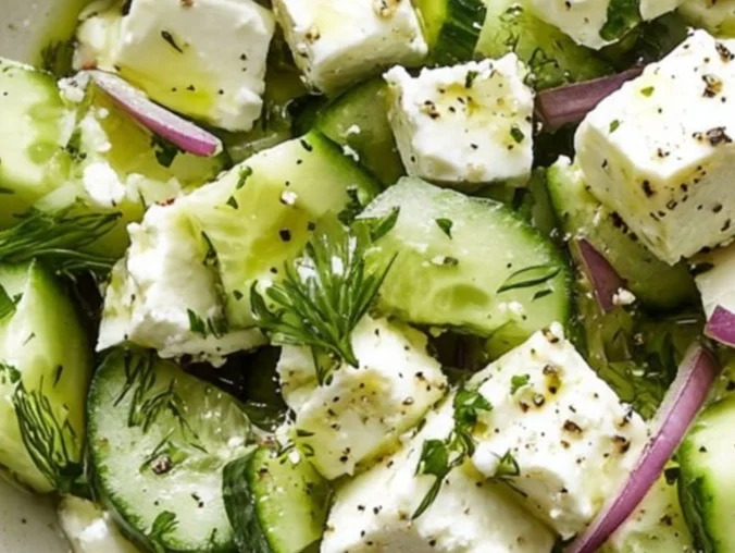 Cucumber Feta Salad with Lemon Greek Vinaigrette