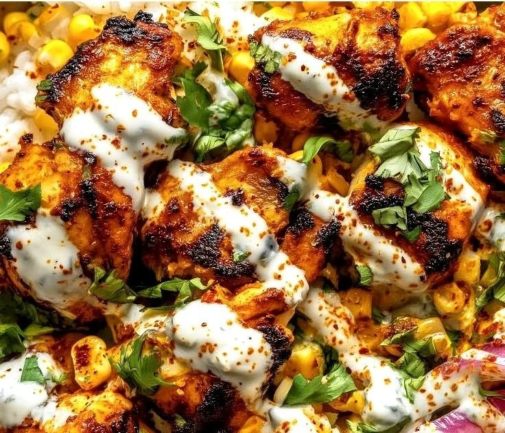 Easy Street Corn Chicken Bowl with grilled chicken and corn served in a bowl