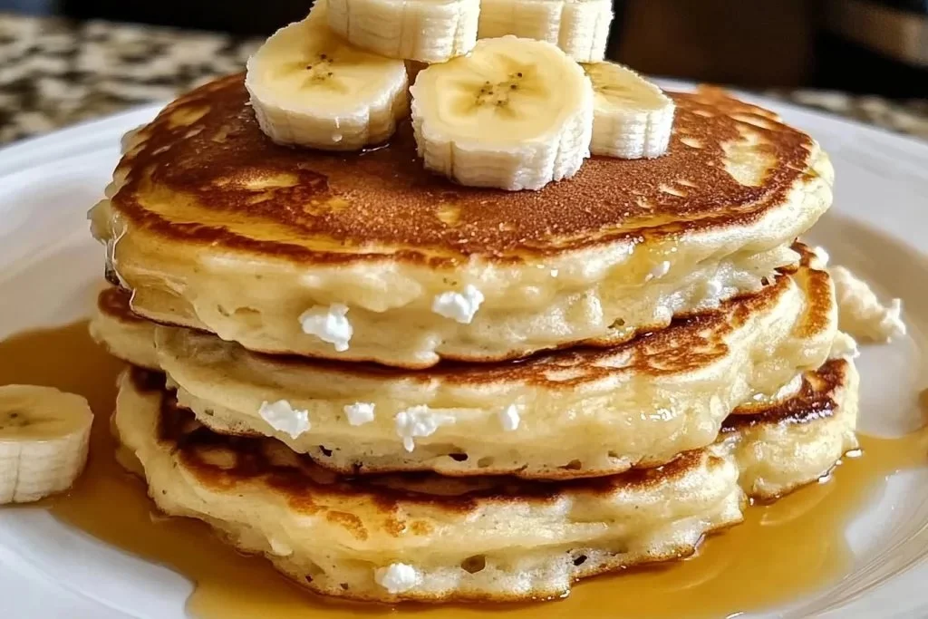 Fluffy Banana Cottage Cheese Pancakes