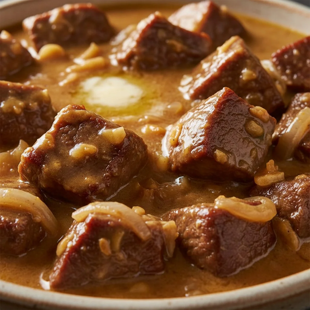 High Protein Slow Cooker Garlic Butter Beef Bites