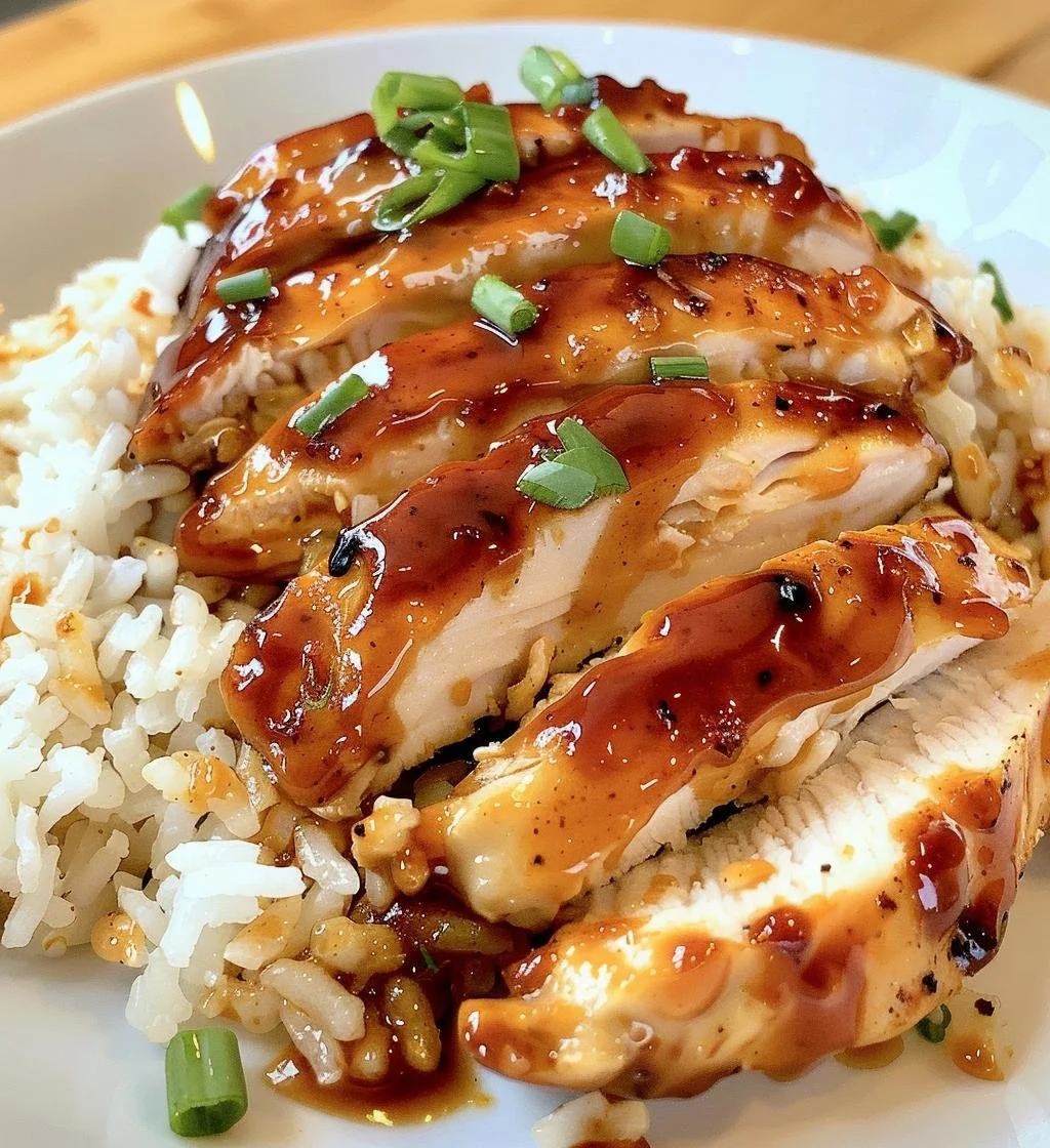 Delicious Honey BBQ Chicken served over rice, a comforting meal option.