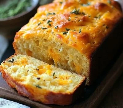 Easy cheddar cheese quick bread fresh out of the oven