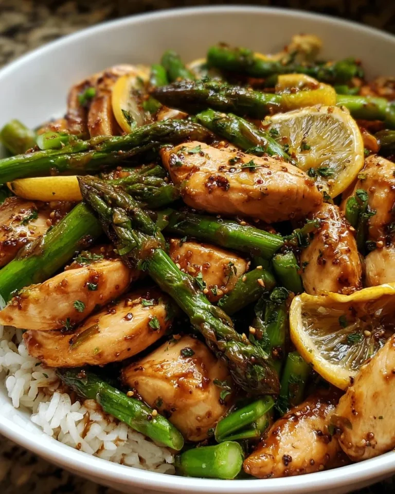 Lemon Chicken Stir-Fry with asparagus in a vibrant stir-fry dish
