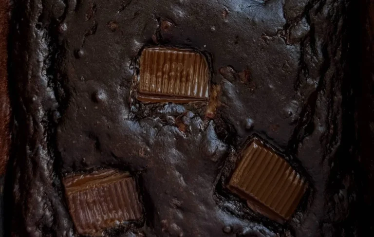 Delicious low-calorie fudgy brownies topped with chocolate drizzle.