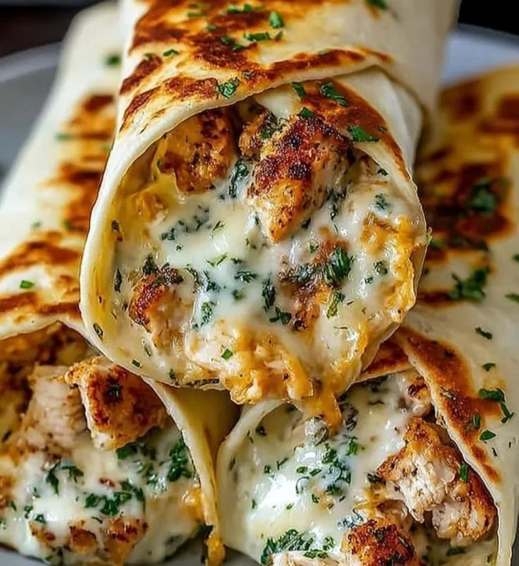 Low Carb Cheesy Garlic Chicken Wraps