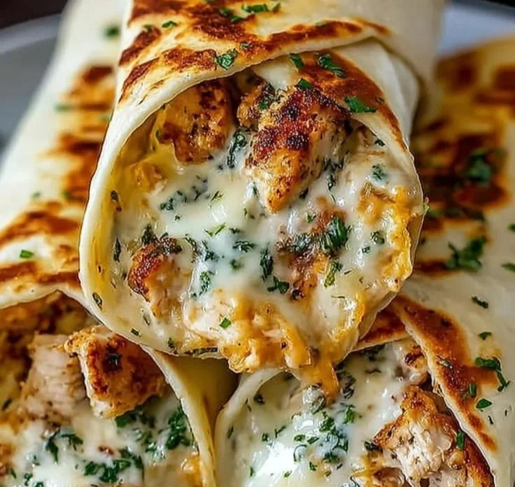 Low Carb Cheesy Garlic Chicken Wraps