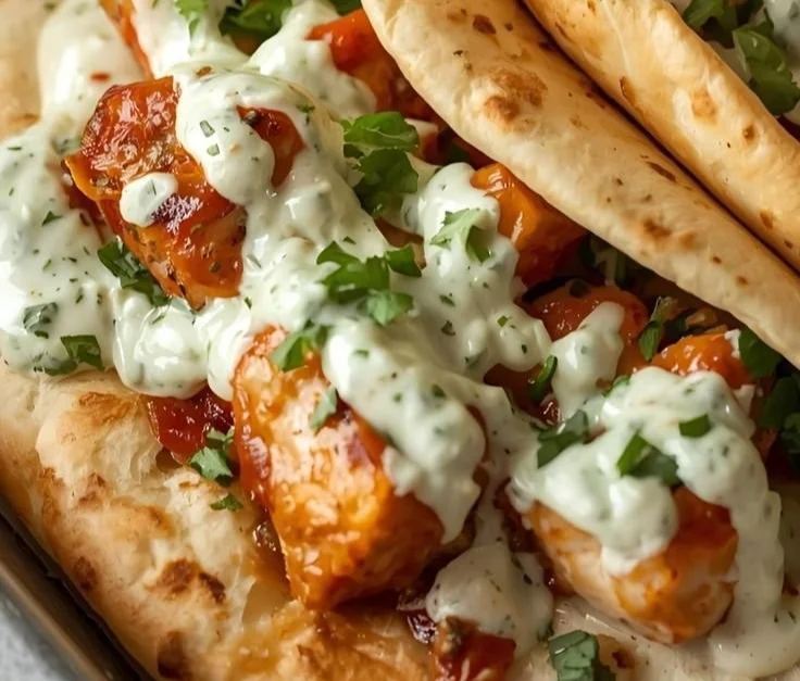 Sheet Pan Chicken Pitas with Herby Ranch Recipe