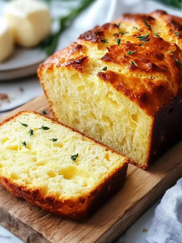 Sliced easy 2-ingredient cottage cheese bread on a wooden table