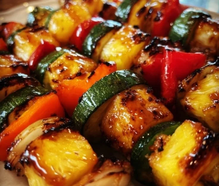 Grilled Vegetable Skewers with Honey-Lime Chili Glaze