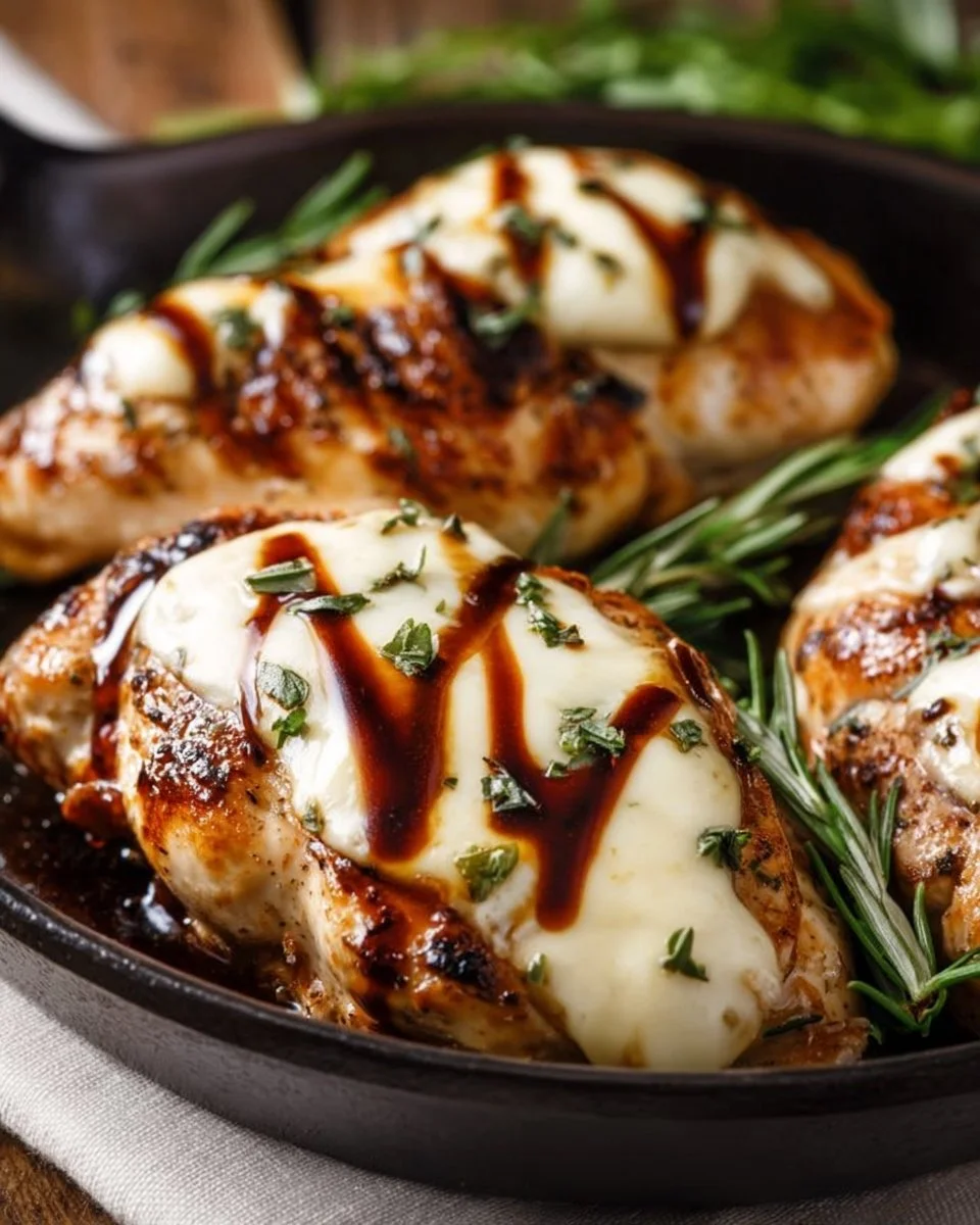 Balsamic Baked Chicken Breast with Mozzarella Cheese
