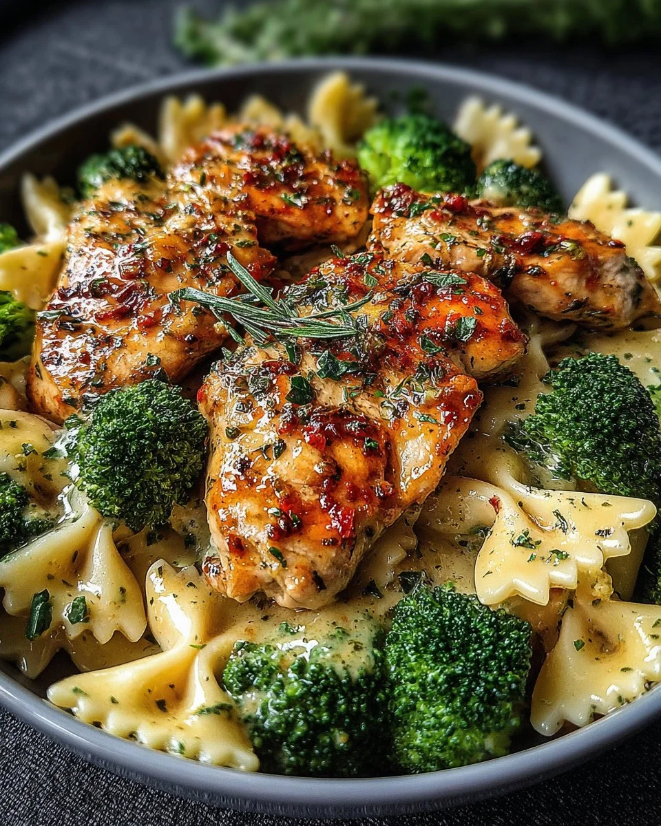 Cowboy Butter Lemon Bowtie Chicken with Broccoli