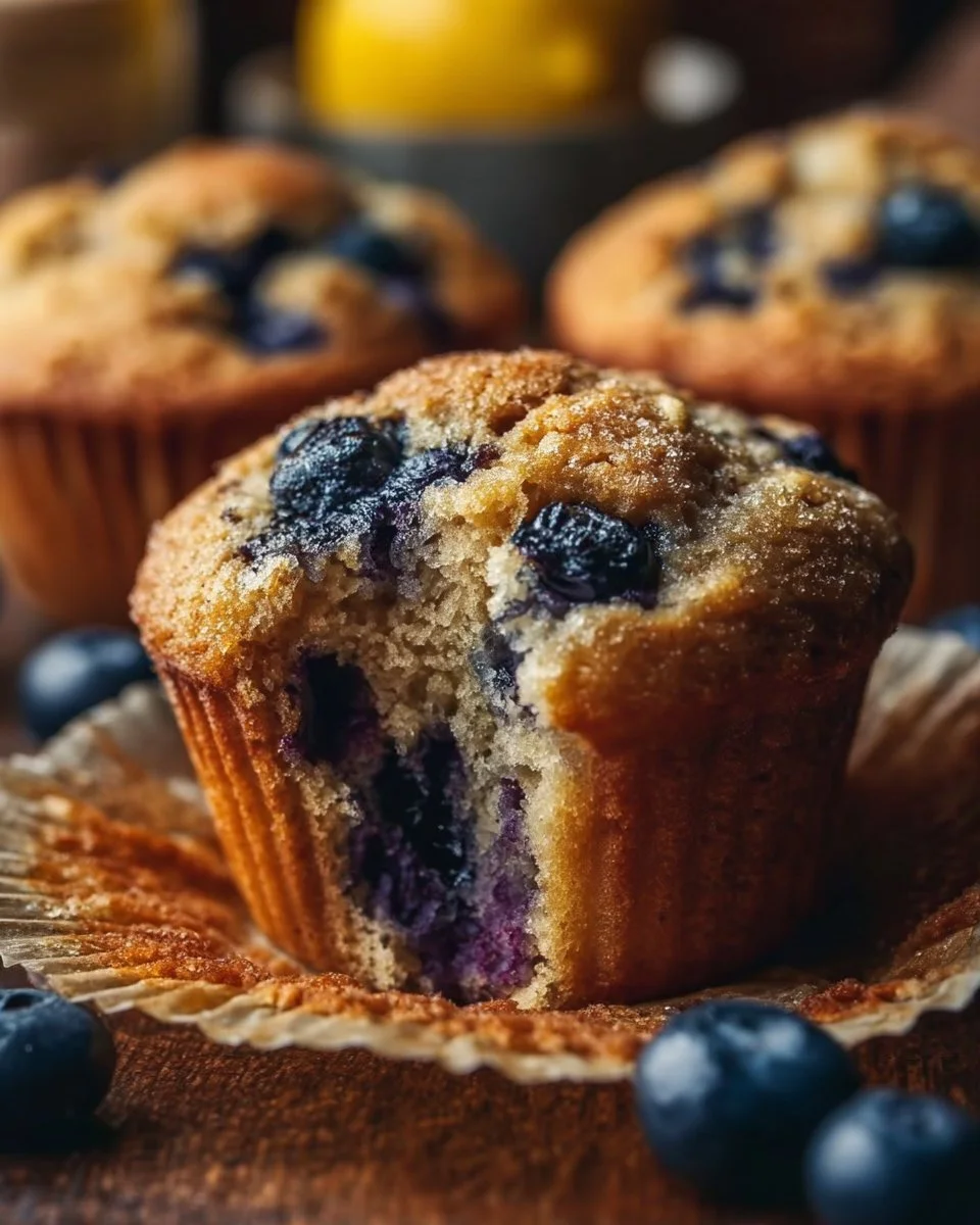 Easy Sourdough Blueberry Muffins with Lemon