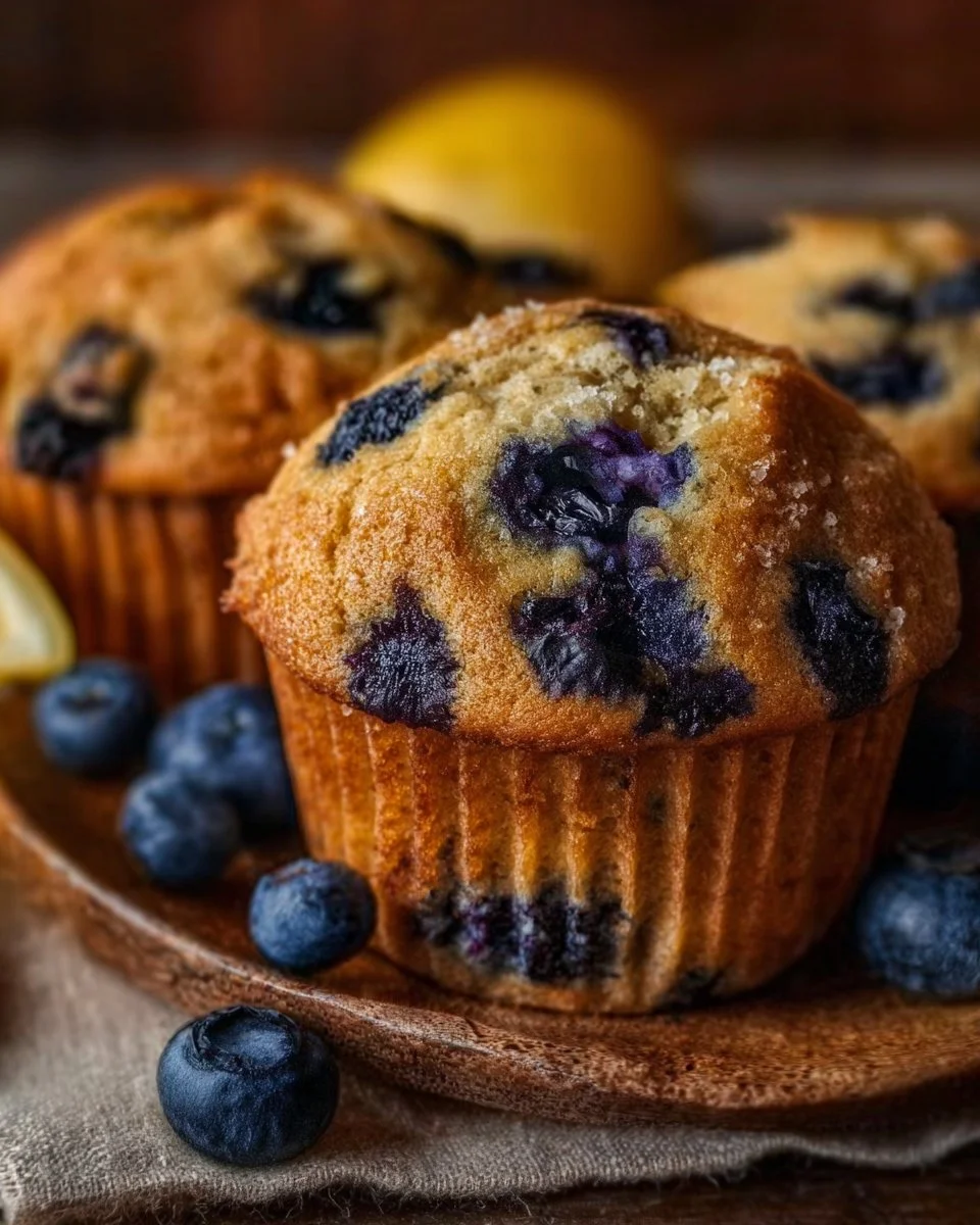 Easy Sourdough Blueberry Muffins with Lemon