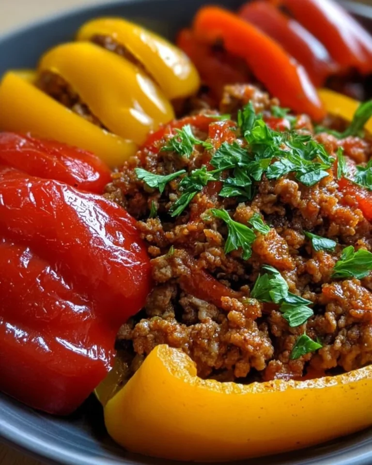 Ground turkey and peppers dish ready to serve