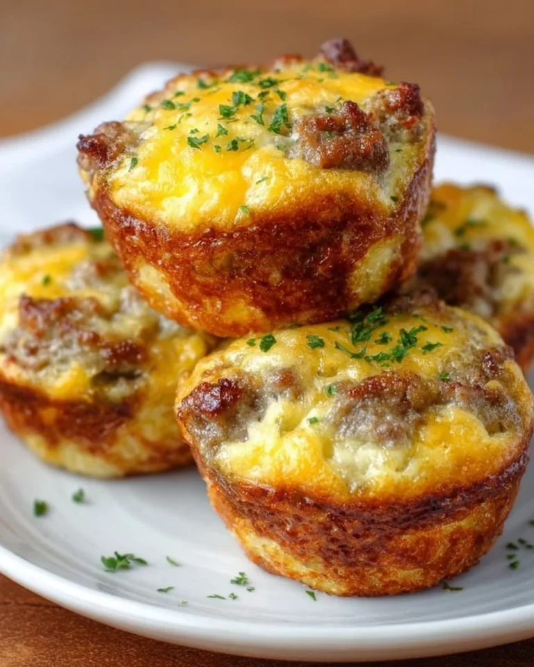 Low carb sausage egg muffins served on a plate
