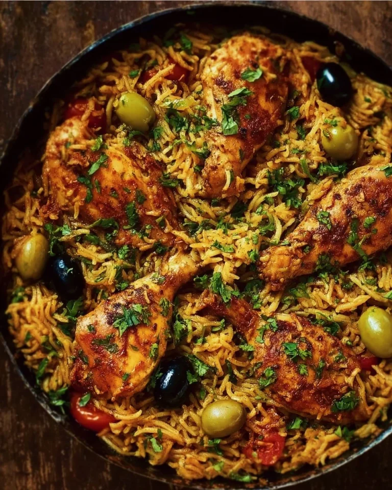 Delicious One Pan Mediterranean Chicken and Rice dish served with fresh herbs.