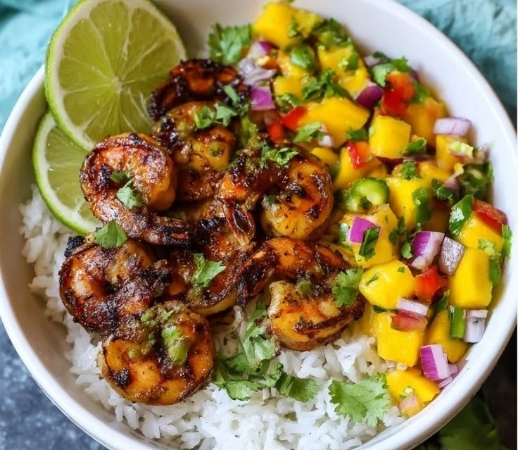Shrimp Meal Prep Bowl with Mango Salsa