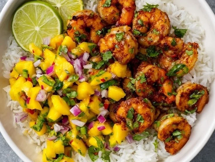 Shrimp Meal Prep Bowl with Mango Salsa
