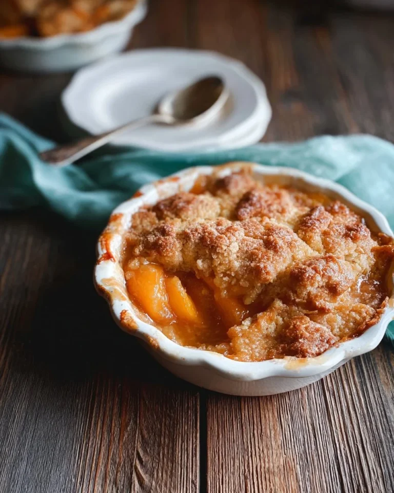 Delicious homemade southern peach cobbler fresh out of the oven