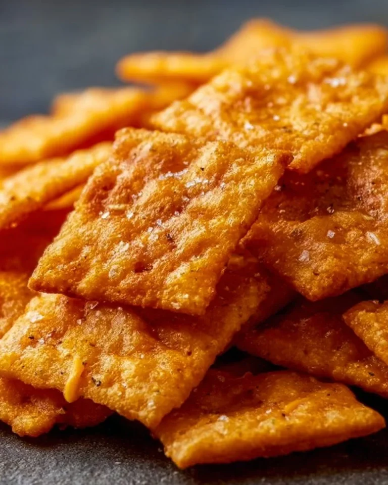 Homemade sourdough cheez-its baked to a golden crisp.