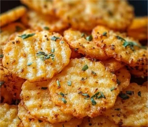 Delicious Cheesy Garlic Ritz Bits spread on a plate, perfect for snacking.